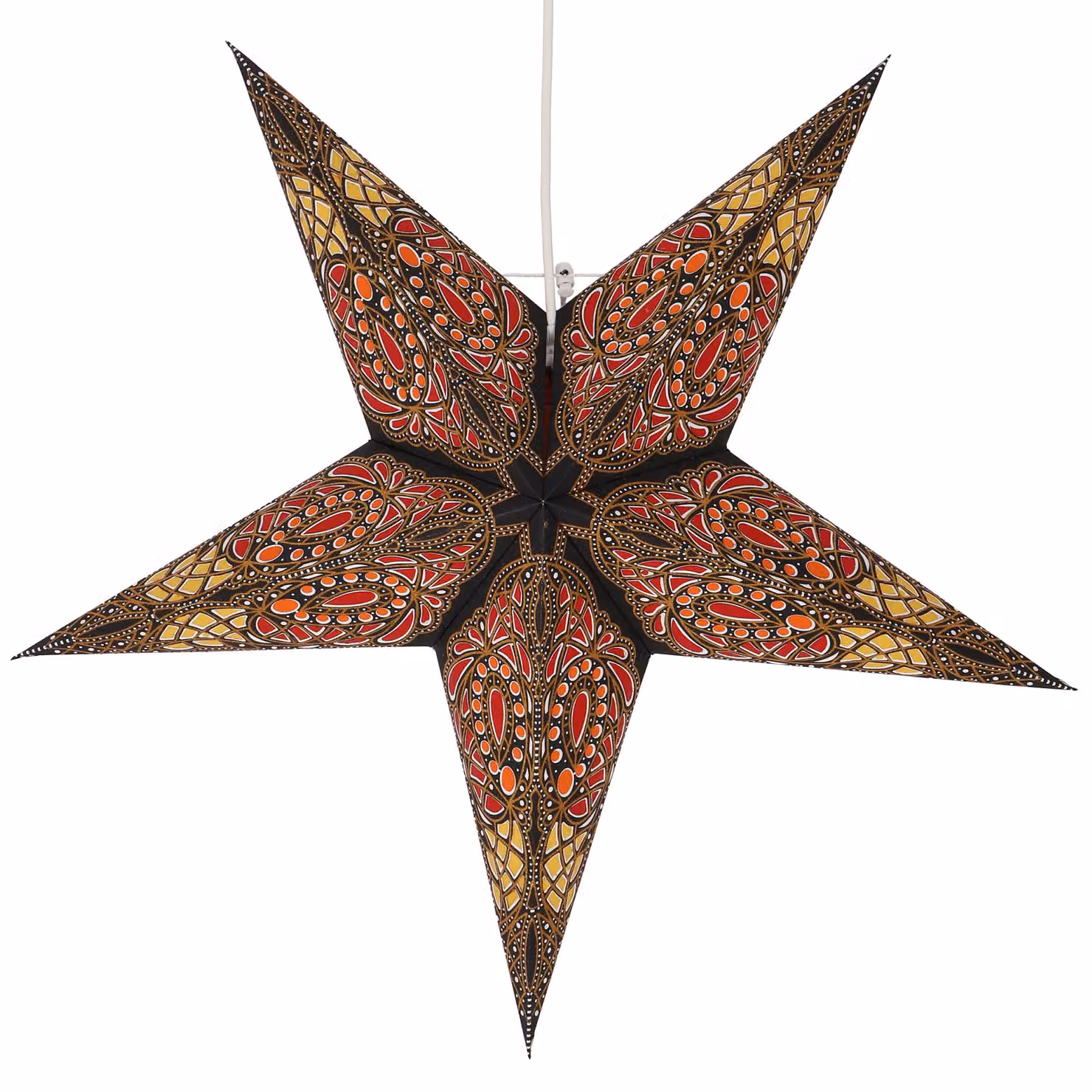 Stella pieghevole di carta illuminata dell'Avvento, stella di Natale 60 cm - Sunda nero-arancio, multicolore, decorazione della finestra a stella