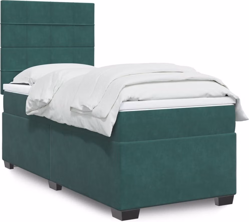 Maison Exclusive - Giroletto a Molle con Materasso Verde Scuro 100x200 cm Velluto