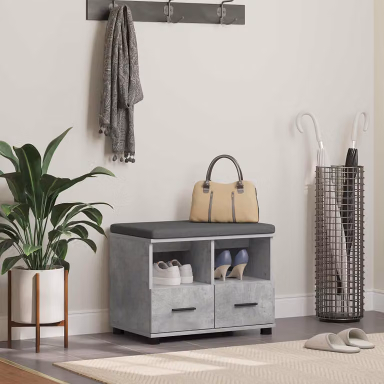 Panca porta scarpe moderna vidaXL Grigio L: 60 cm, P: 38 cm, H: 46 cm