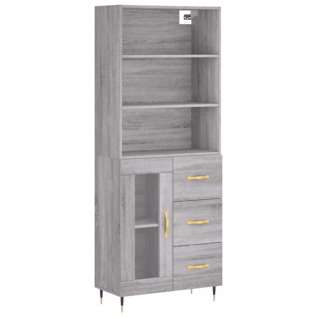 Credenza moderna vidaXL in legno e metallo grigio L: 69,5 cm, P: 34 cm, H: 180 cm – 2