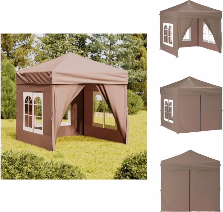 vidaXL Tenda da festa pieghevole con pareti laterali Taupe 2x2 m - Padiglioni e tende da festa