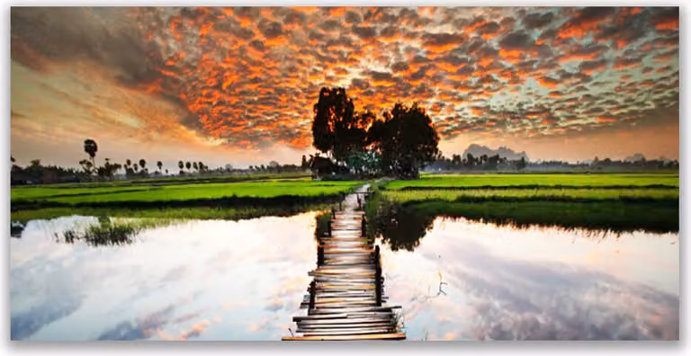 Pannello di vetro per cucina, dimensioni 140x70 cm, protezione dagli schizzi, motivo: ponte, paesaggio lacustre