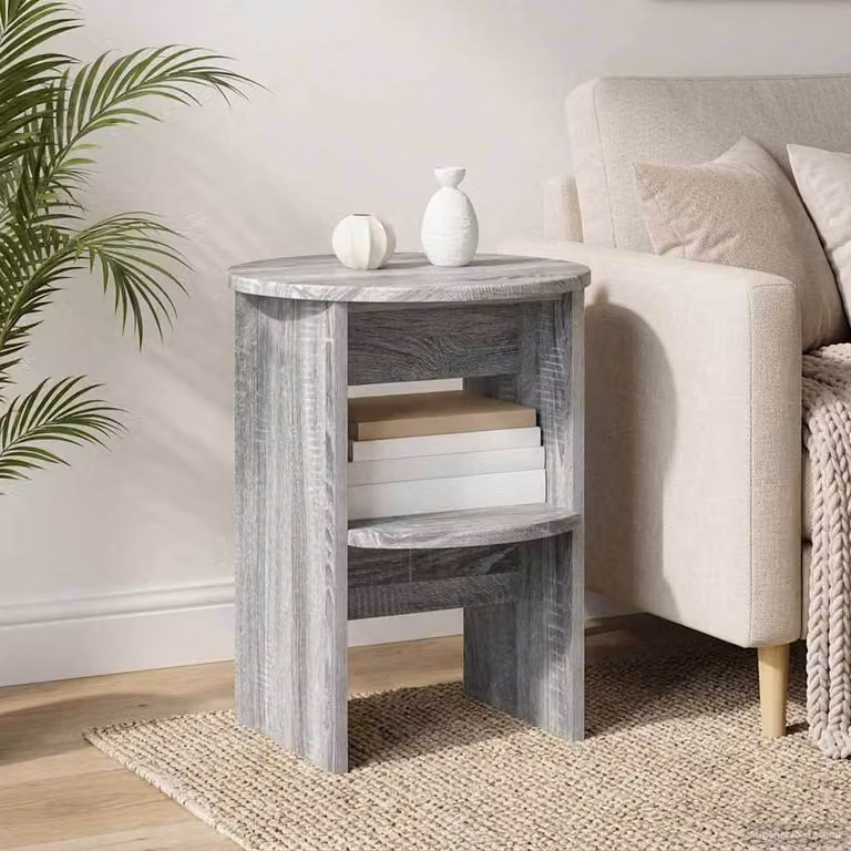 Set di 2 tavolini laterali mobili vidaXL in stile moderno, colore grigio Sonoma, Ø 40 x H 50 cm