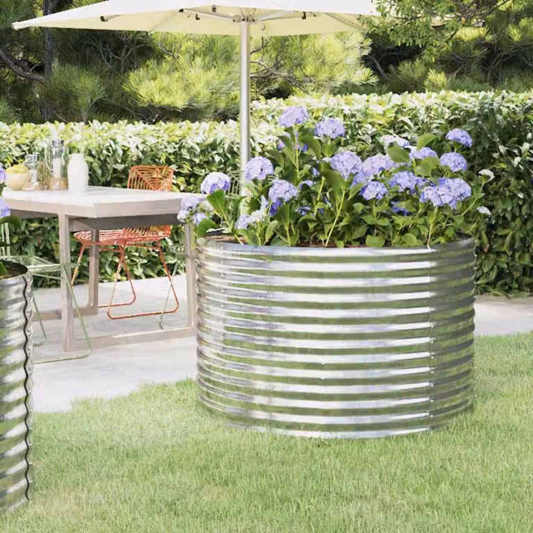 Letto da giardino rialzato vidaXL in acciaio zincato argento L: 100 cm, P: 100 cm, H: 68 cm