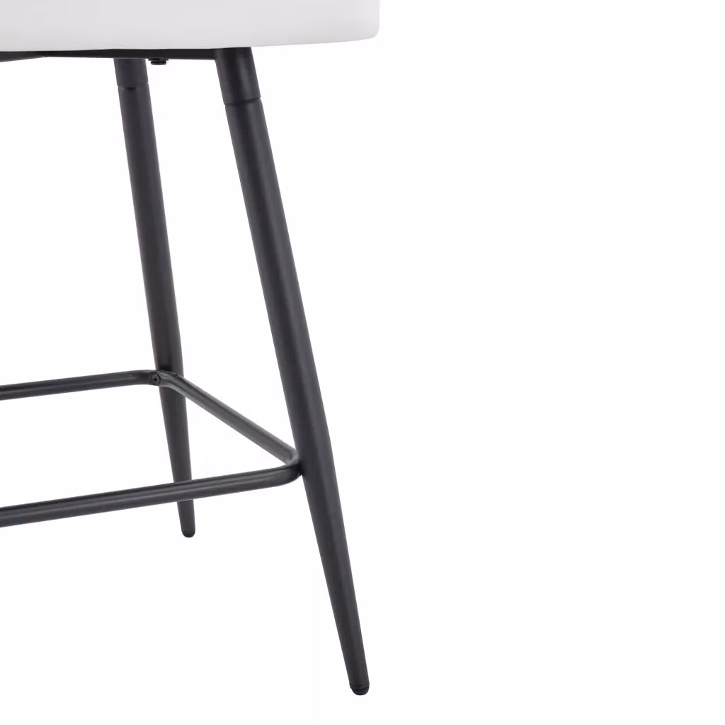 Sgabello da bar OKWISH con schienale curvo e seduta ergonomica in ecopelle bianca e struttura in metallo per cucina e sala da pranzo
