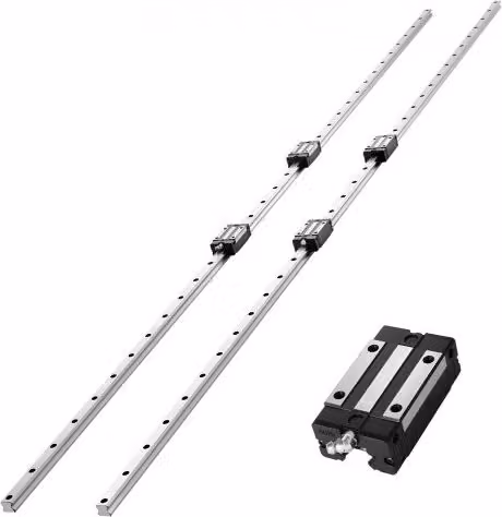 Kit Guida Lineare VEVOR HGR20 in Acciaio Inox con 2 Guide da 2000 mm e 4 Blocchi di Scorrimento con Cuscinetti, Colore Argento