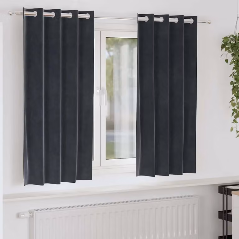Set di 2 tende oscuranti vidaXL in velluto antracite con occhielli, L: 140 cm, H: 175 cm