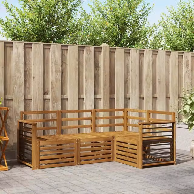 Set di divani da esterno 4 pz Naturale Poliestere 3374739