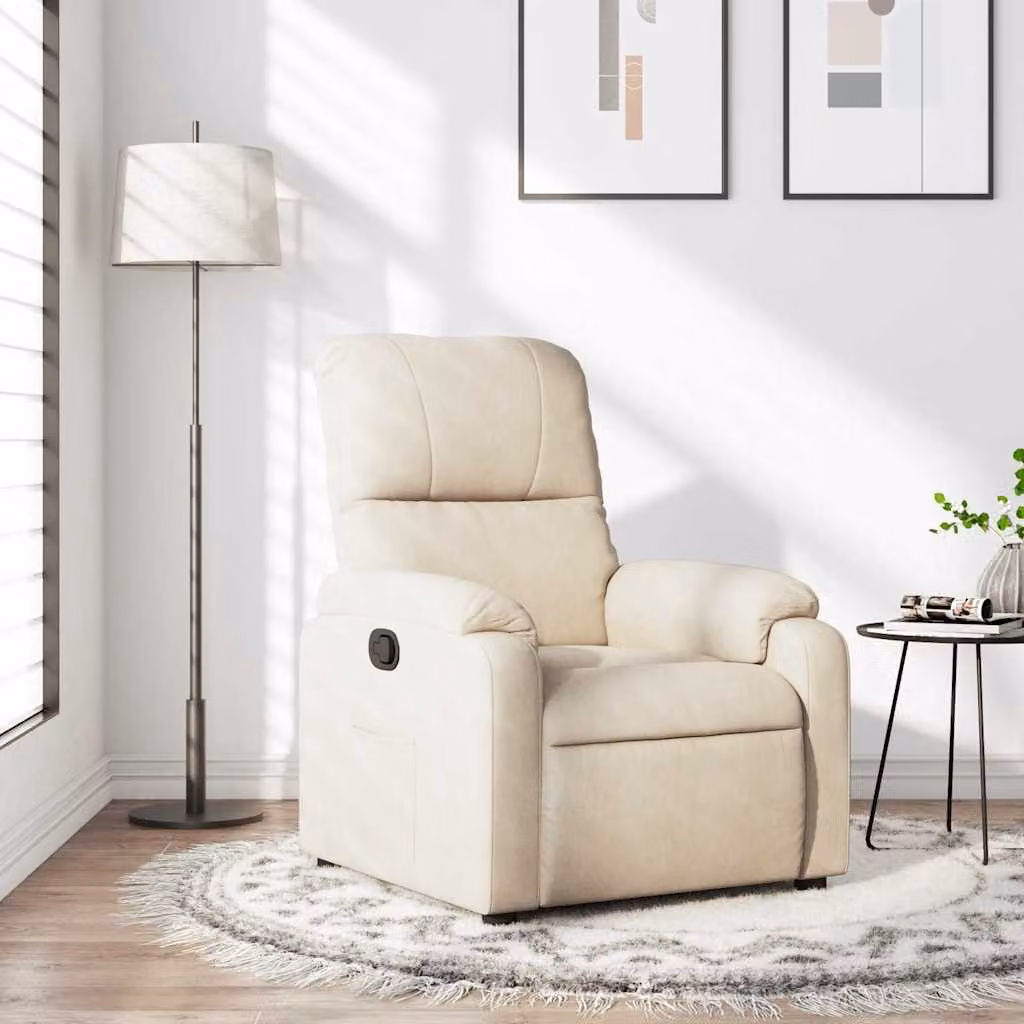 vidaXL Poltrona Reclinabile Relax Beige in Tessuto di Microfibra con Braccioli
