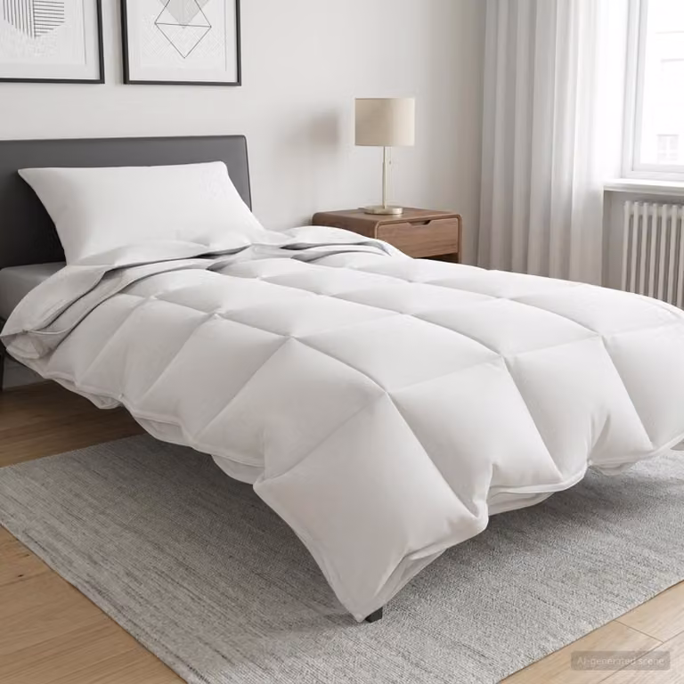 Set Piumone e Cuscini vidaXL per Tutto l'Anno, Bianco, L 137 x L 200 cm, 2 Pezzi