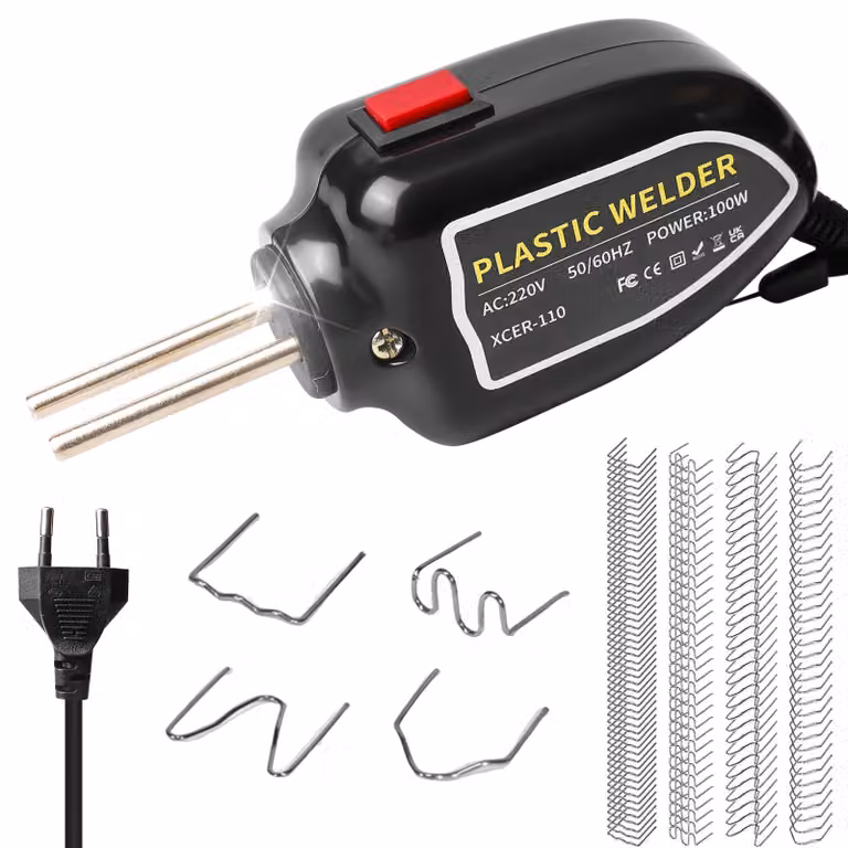 Saldatrice in plastica da 100 W, confezione da 200 pezzi con 4 tipi di tasselli per riparazioni di paraurti