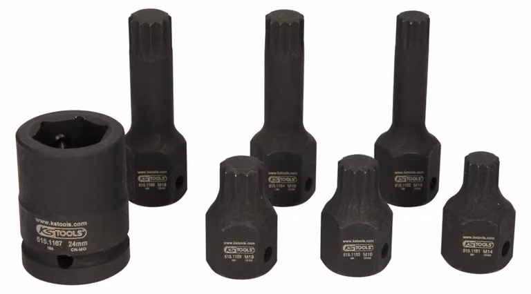 KS TOOLS Set di punte speciali da 1/2" multidente 7 pezzi M14-M18 - 515.1160