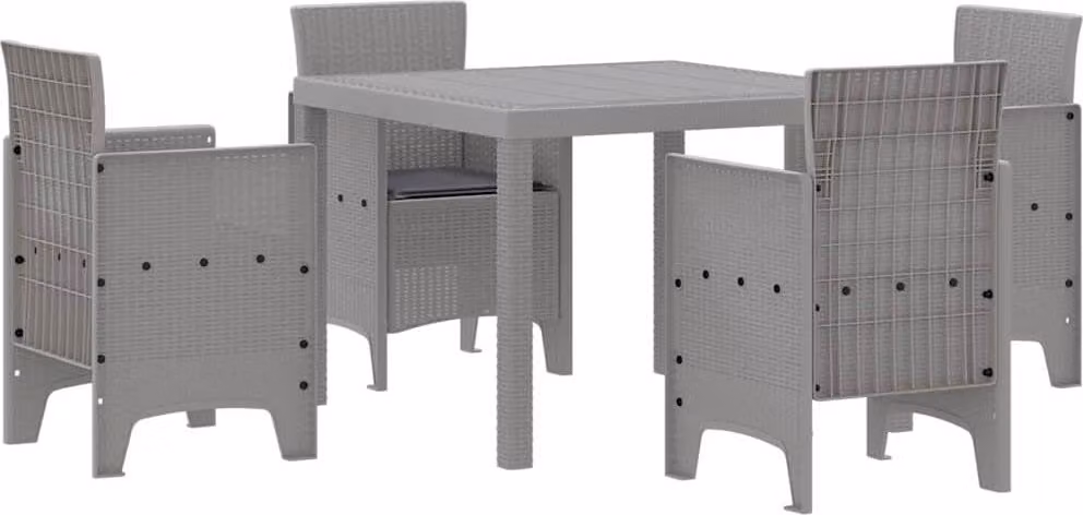 Set da Pranzo per Giardino 5 pcs Grigio chiaro Polipropilene