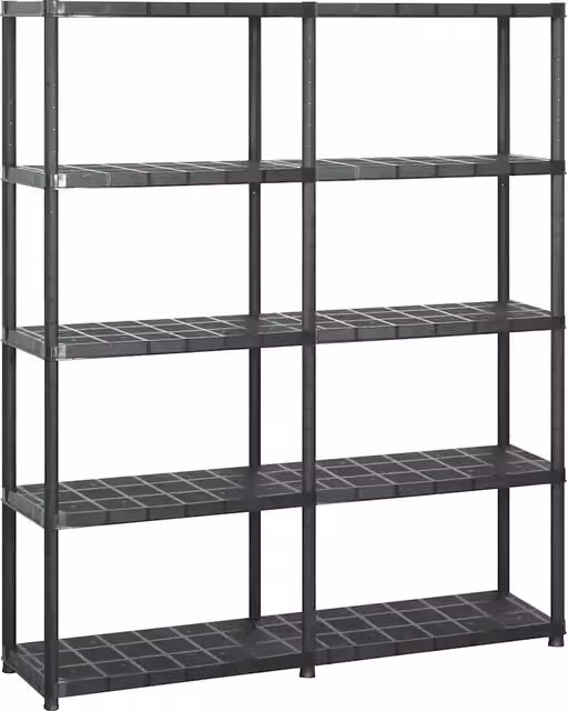 Scaffale a 5 Ripiani Nero 142x38x170 cm in Plastica 3059852