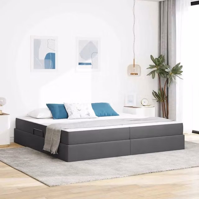 Letto con contenitore e materasso Grigio scuro 200 x 200 cm 3399683