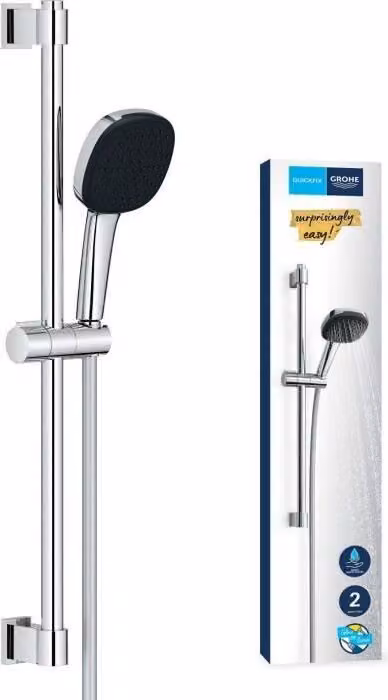 Set doccia, GROHE Vitalio Comfort 110 26398001, 2 tipi di getto, soffione da 11 cm, asta da 60 cm, tubo flessibile da 1,75 m, risparmio idrico