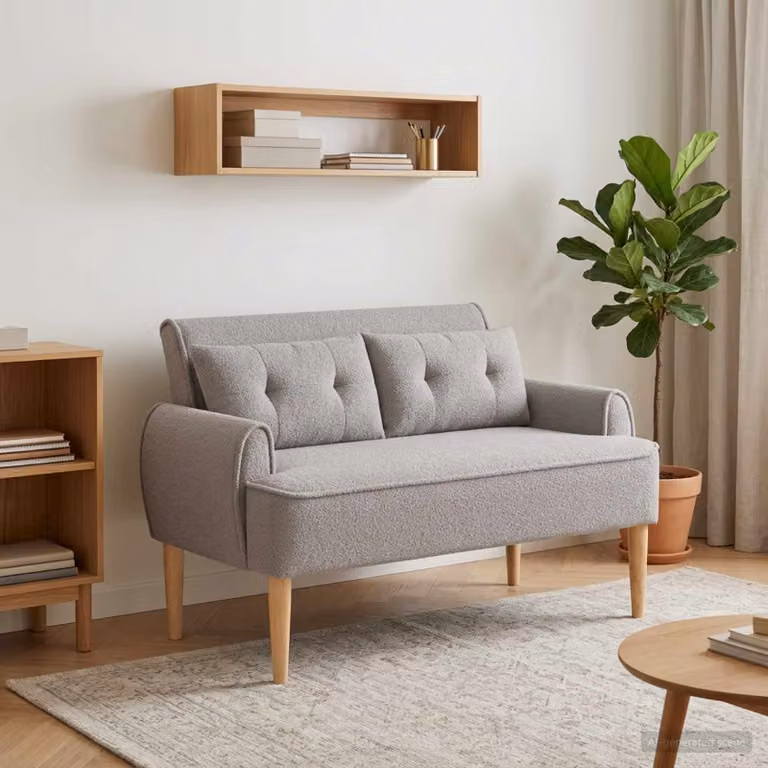 vidaXL Loveseat moderno in tessuto grigio con cuscini inclusi L: 117 cm, P: 67 cm, H: 77 cm