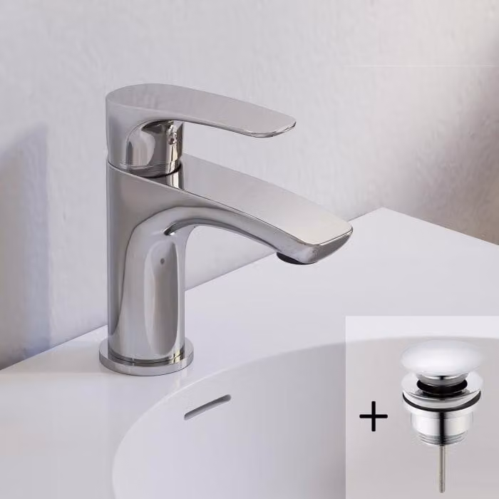 Miscelatore monocomando per lavabo Kronenbach Rivara, con valvola di scarico a scomparsa, a risparmio idrico