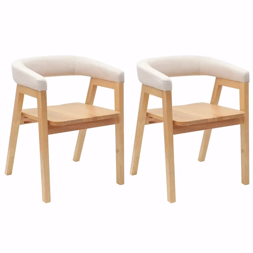 Set di 2 sedie da pranzo vidaXL in legno di gomma naturale per cucina e sala da pranzo L/P/H: 54 x 57 x 73 cm – 2