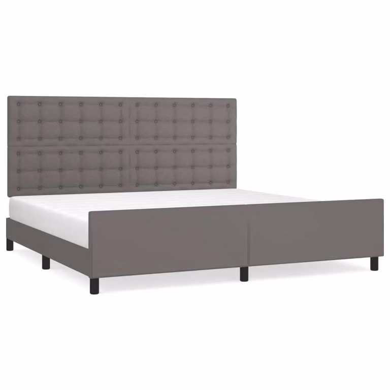 Giroletto con Testiera Grigio 200x200 cm in Pelle finta