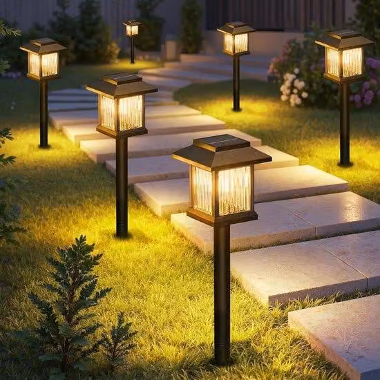 Set di 6 lampade solari da esterno con vetro bianco caldo, design trasparente - Decorazione per giardino e terrazza