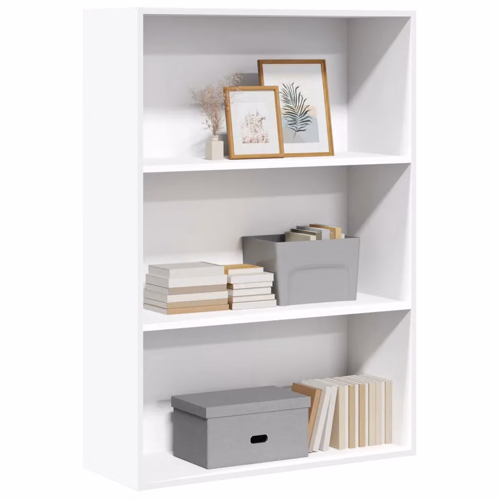 Libreria moderna vidaXL bianca in legno e MDF con pannello posteriore, L 80 cm x P 30 cm x H 114 cm