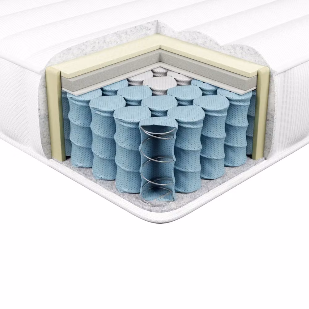 Materasso Hybrid BELIANI matrimoniale con molle insacchettate e memory foam, rivestimento rimovibile bianco, L: 140 cm, P: 200 cm, H: 20 cm – 2