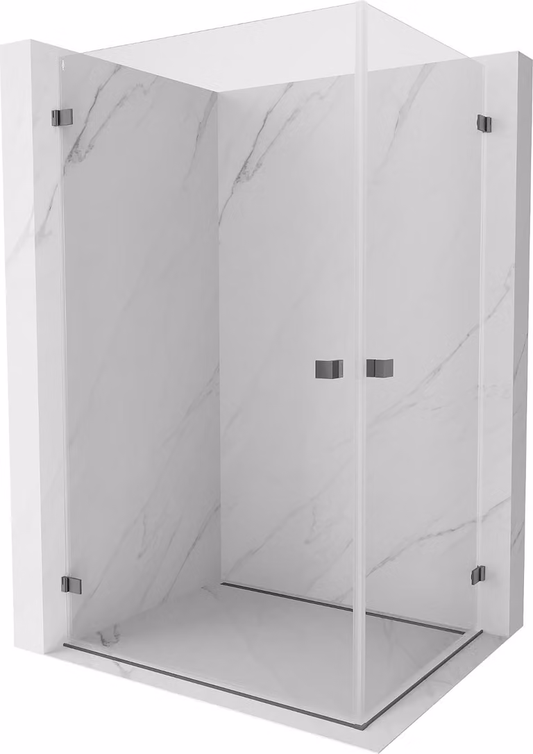 Mexen Lunar-B Duo cabina doccia con porta battente 95 x 80 cm, trasparente, gun metal - 832-095L-080P-95-00