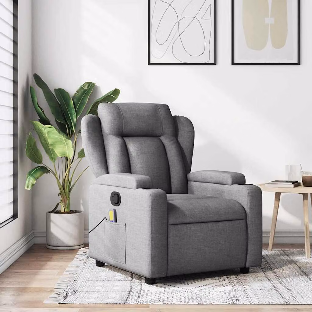 vidaXL Poltrona reclinabile relax moderna in tessuto grigio con braccioli
