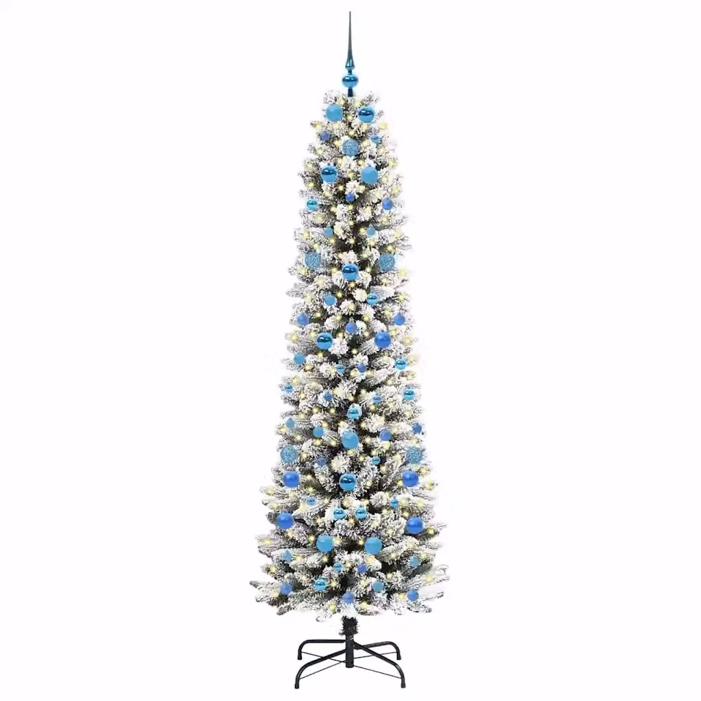 Albero di Natale artificiale moderno vidaXL con 300 LED bianco caldo, colore verde e bianco, Altezza: 210 cm – 2