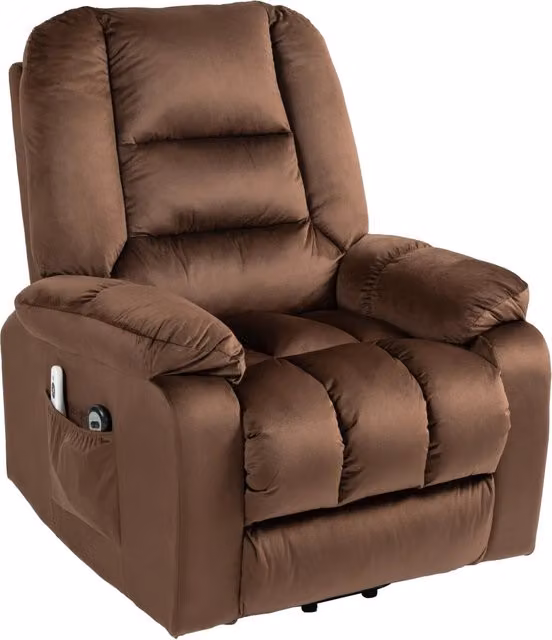 Poltrona Alzapersona Elettrica Massaggiante e Riscaldata 1 Motore 85x94x107 cm in Velluto Marrone