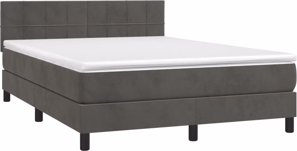 Giroletto a Molle con Materasso Grigio Scuro 140x200 cm Velluto