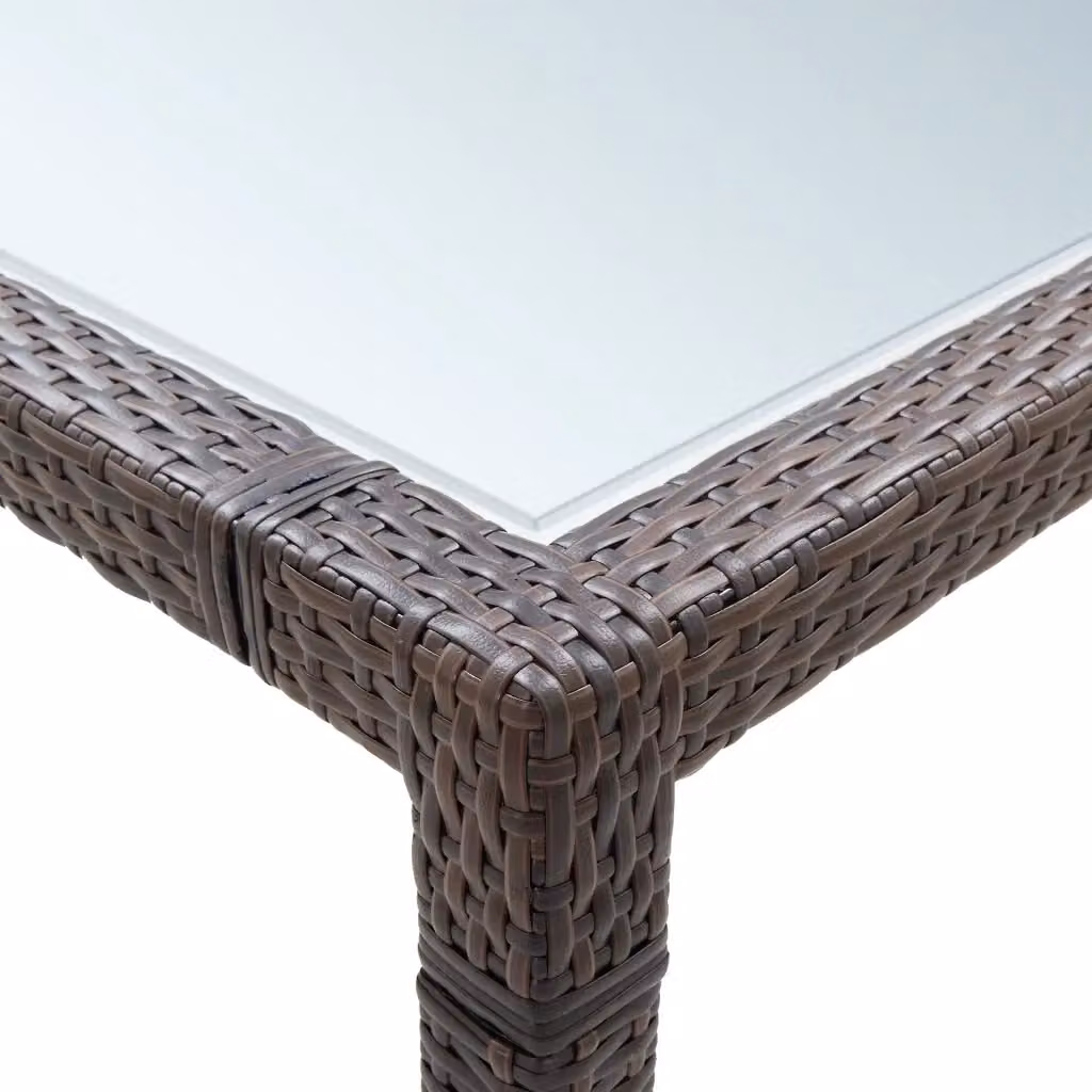 Tavolo da giardino quadrato moderno vidaXL in polyrattan marrone con piano in vetro L/P/H: 200 x 200 x 74 cm – 2