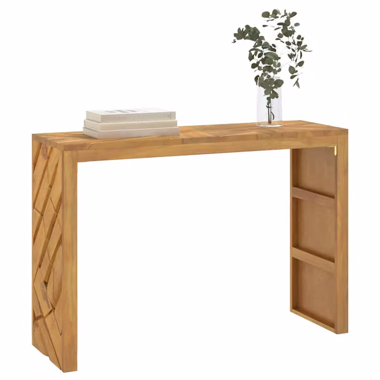 vidaXL Tavolo Consolle Moderno in Legno Massello di Teak Marrone L/P/H: 110 x 35 x 75 cm