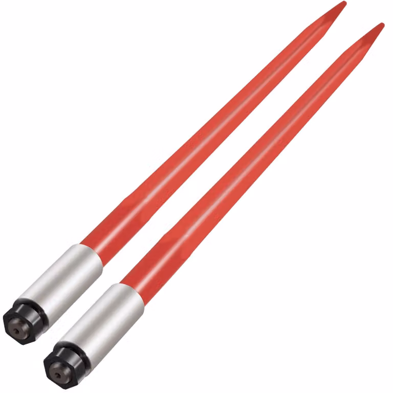 VEVOR set di 2 forche per caricatore frontale 4,5 x 99 cm forche per balle con capacità di 1360 kg, fissaggio rapido, punte quadrate per balle, forche per balle con rivestimento rosso per pale, trattori, caricatori