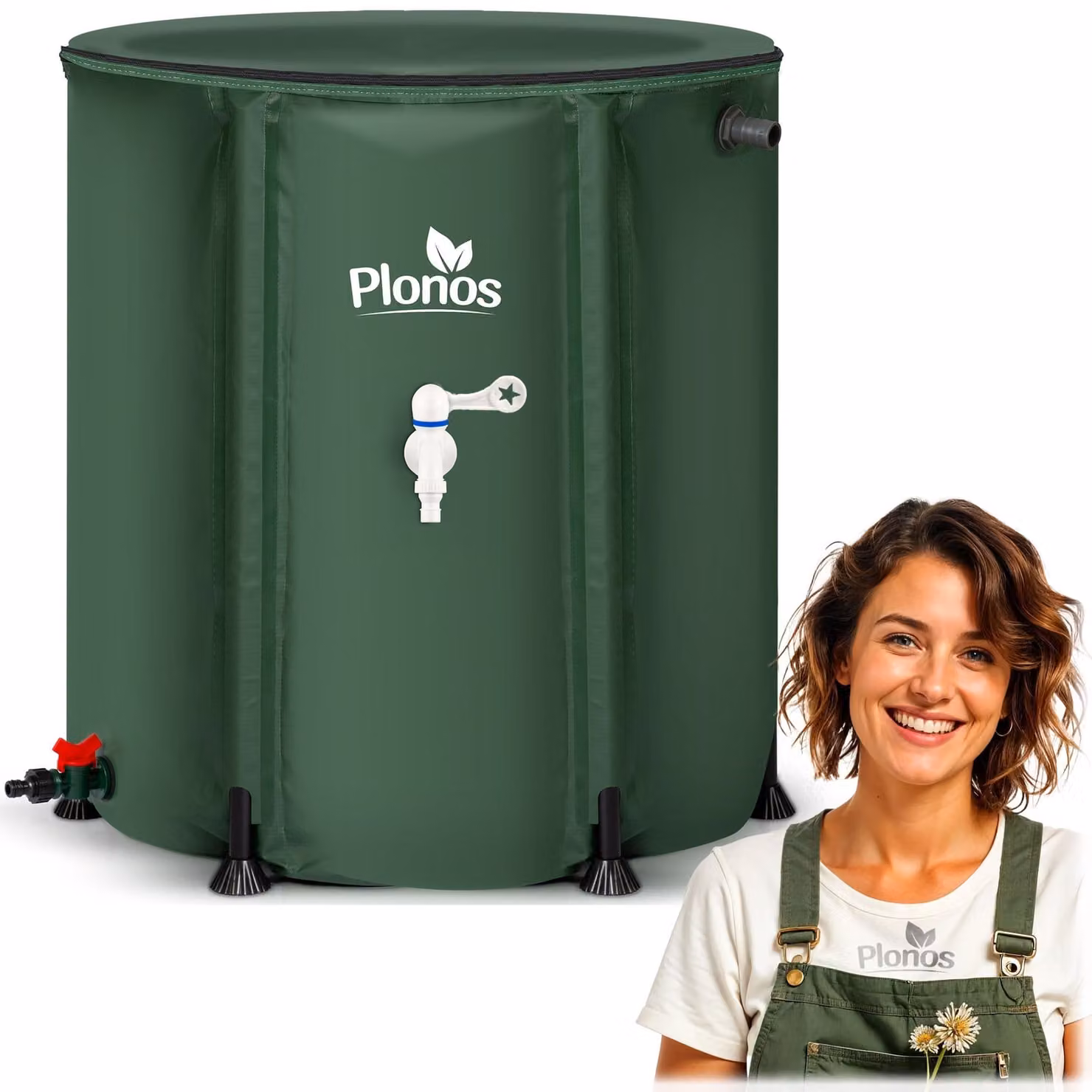 Serbatoio per acqua piovana da 200 litri, dotato di valvola di intercettazione e realizzato in PVC resistente ai raggi UV