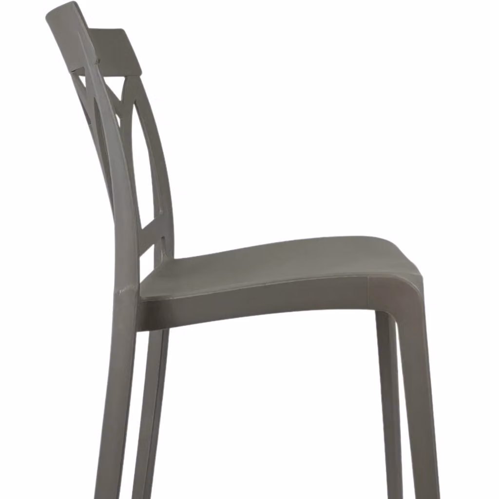 Set di 4 sedie Marvin Kent da interno ed esterno, design moderno impilabile in polipropilene e resina, colore tortora – 2