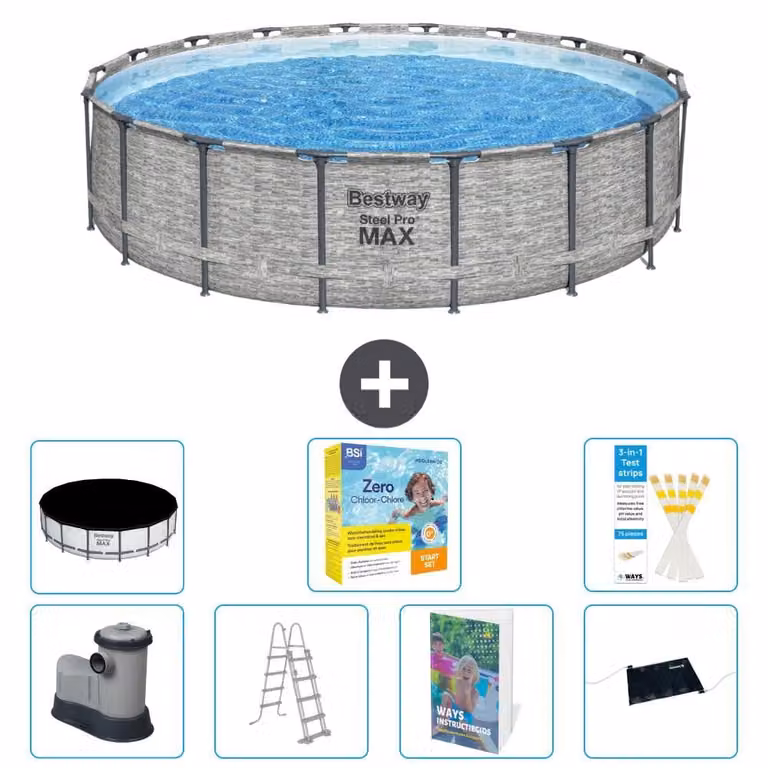 Piscina gonfiabile Bestway Steel Pro MAX, rotonda, 549x122 cm, composta da 6 parti, modello S582