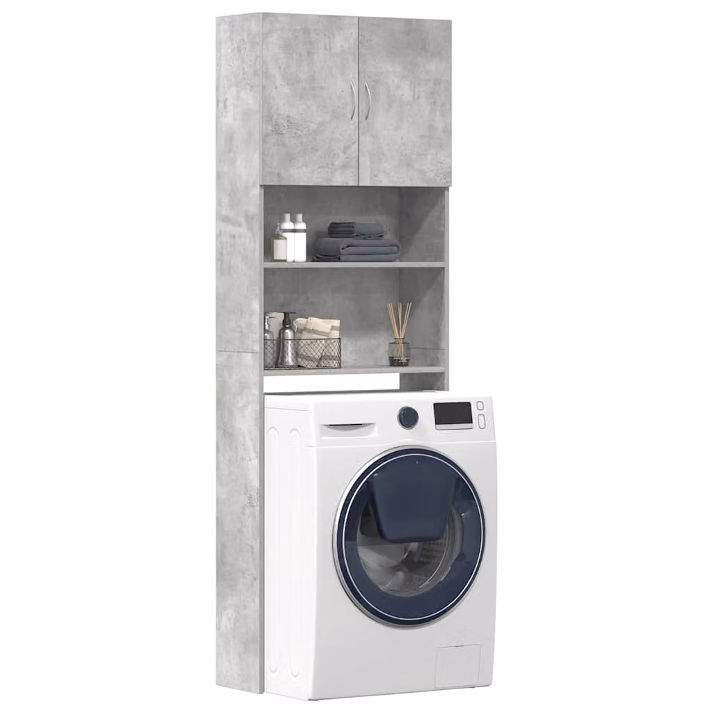 Mobile Lavatrice vidaXL in Legno Multistrato Grigio, L: 64 cm, P: 24 cm, H: 190 cm