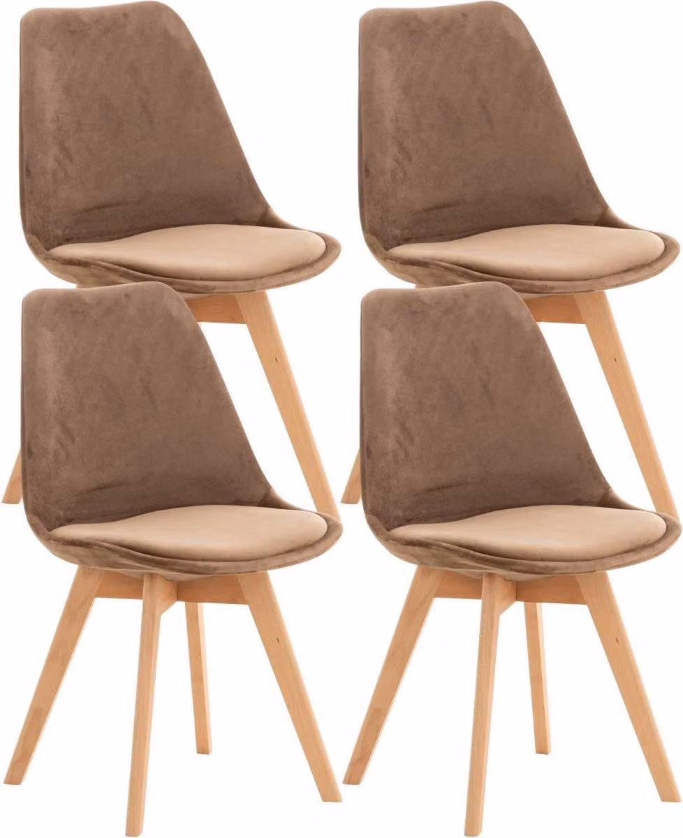 set di 4 sedie da pranzo - sedie da cucina - comode e facili da pulire | Colore: Marrone | Materiale: Morbido