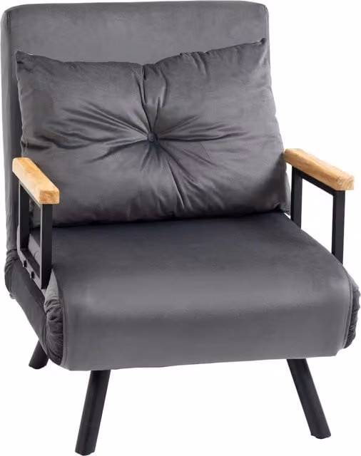 Divano Letto Singolo Pieghevole 4 in 1 ¨C Xylo ¨C Grigio con Cuscino 63x73x81 cm