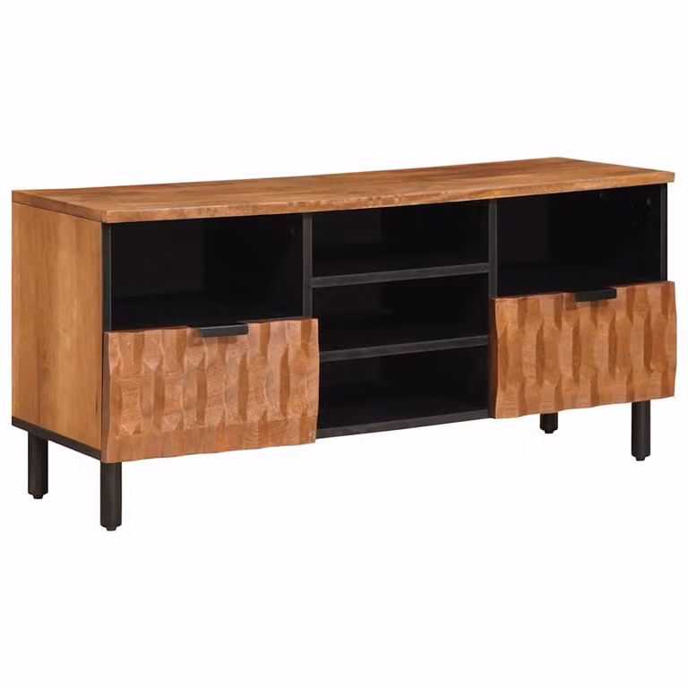 Mobile TV con cassetto vidaXL in legno color marrone acacia, design moderno per soggiorno, L 100 cm x P 33 cm x H 46 cm
