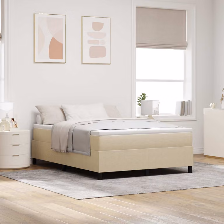 Struttura letto piattaforma moderna vidaXL in legno e tessuto, Grigio Verde Beige, L: 160 cm x P: 200 cm, H: 103 cm