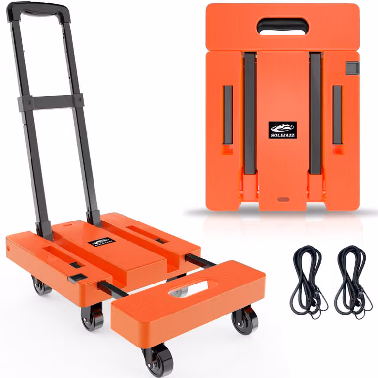 Carrello pieghevole per il trasporto di carichi, capacità di carico 226 kg, 6 ruote, pieghevole