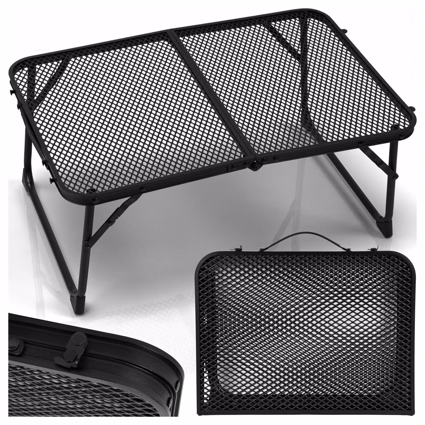 Tavolo da campeggio pieghevole in alluminio, tavolo da giardino FLIP 60×40 cm con custodia, nero