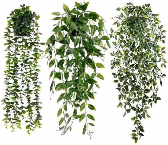 Piante rampicanti artificiali di eucalipto con vaso, 63 cm, foglie artificiali in vaso, per il giardino o la casa