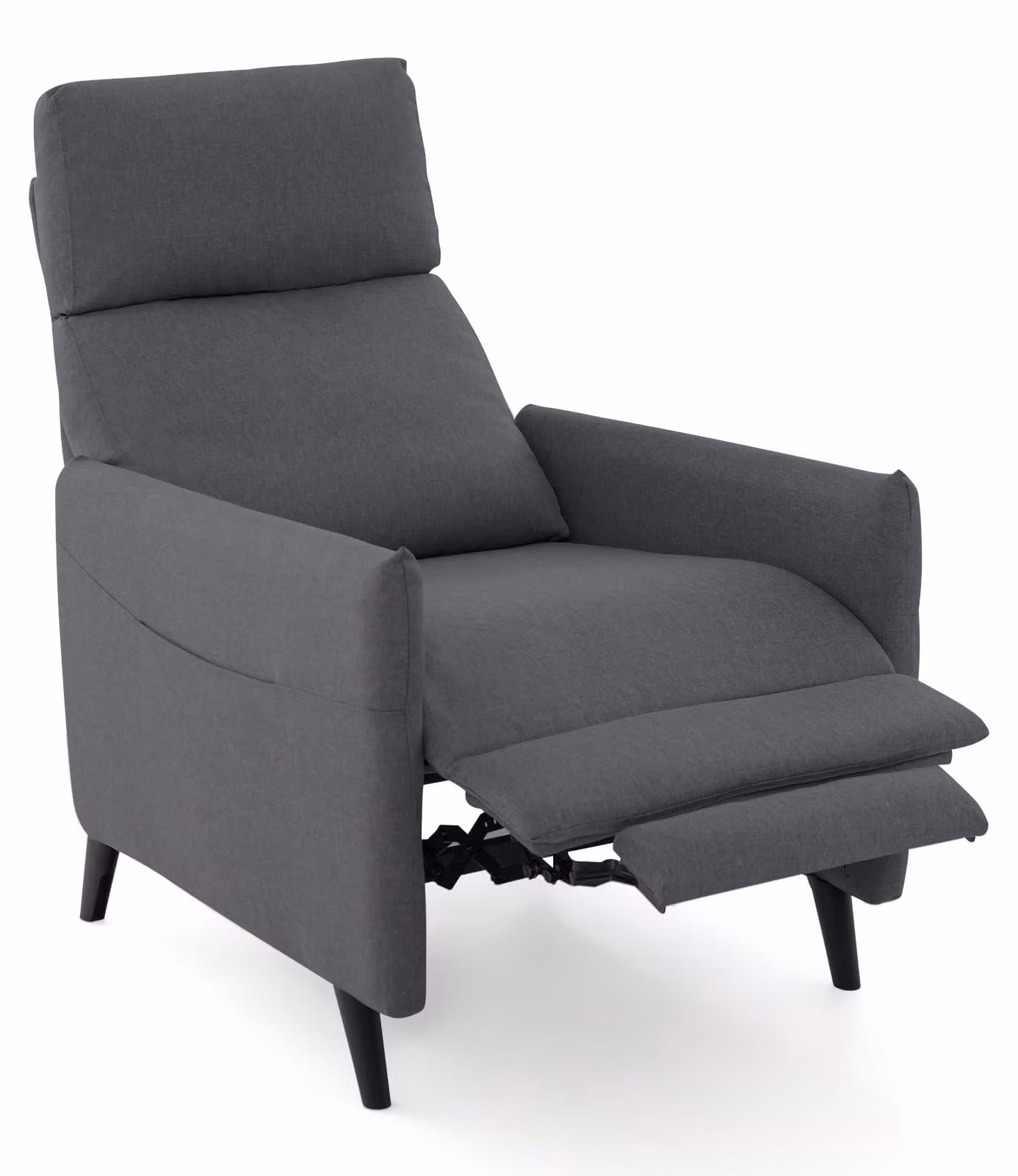 Poltrona reclinabile con funzione relax, regolabile, in lino, color grigio scuro