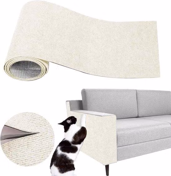 Krabmat 100x40 cm - Pellicola protettiva autoadesiva per divani e mobili - Tagliabile su misura e rimovibile - Protegge dai graffi dei gatti - Ideale per interni, da utilizzare con facilità - Colore: bianco