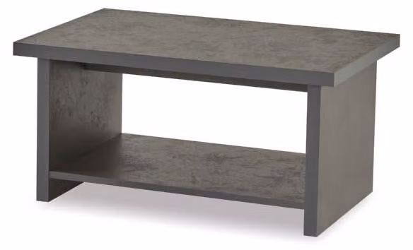Couchtisch Grau Einfarbig Modern Arbeitszimmer Rechteckig Form mit Regal