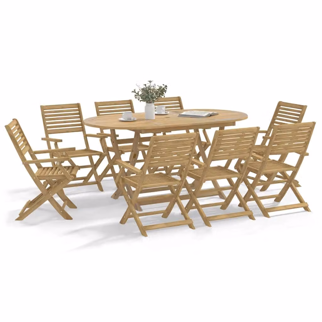 Set da pranzo da giardino vidaXL in legno di acacia marrone, 9 pezzi